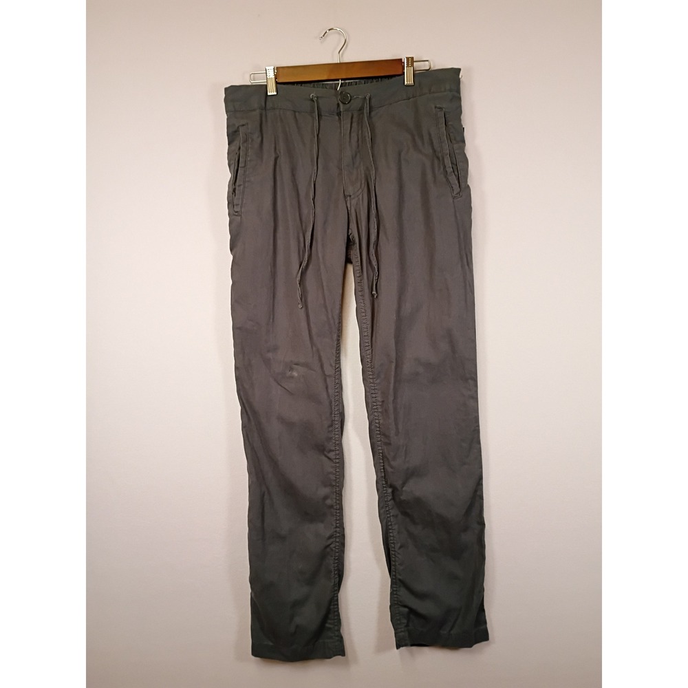 Coastal Minimalist Onia Mens Size M Grey Linen Cotton Drawstring Casual Pants